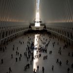 At 10:28 a.m., a beam of light shined on the floor of the oculus<br>